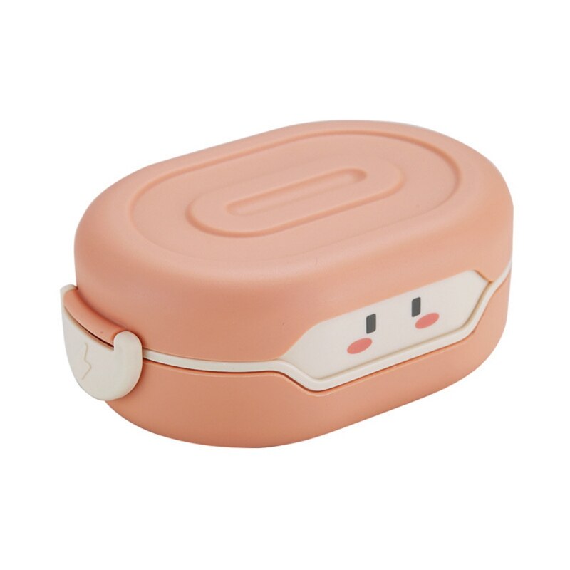 Cartoon 3 Partition Plastic Kids Lunch Box Leak-Proof Children Bento Box Student Food Container Microwave Kawaii Lunchbox: P