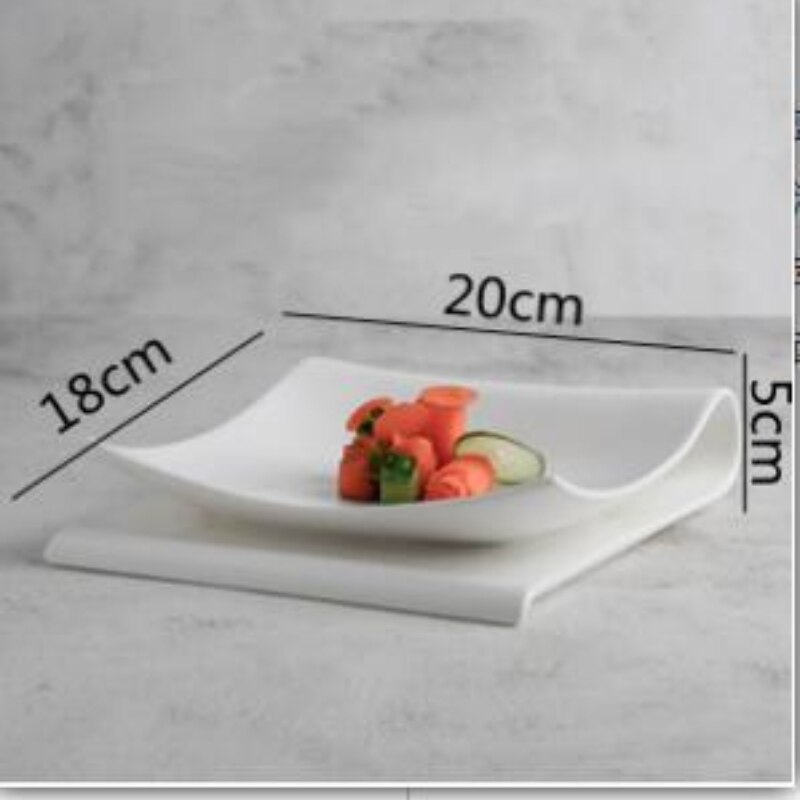 Assiette pliante carrée en céramique, assiette de fruits et desserts, assiette créative européenne, assiette de petit déjeuner, assiette de légumes froids