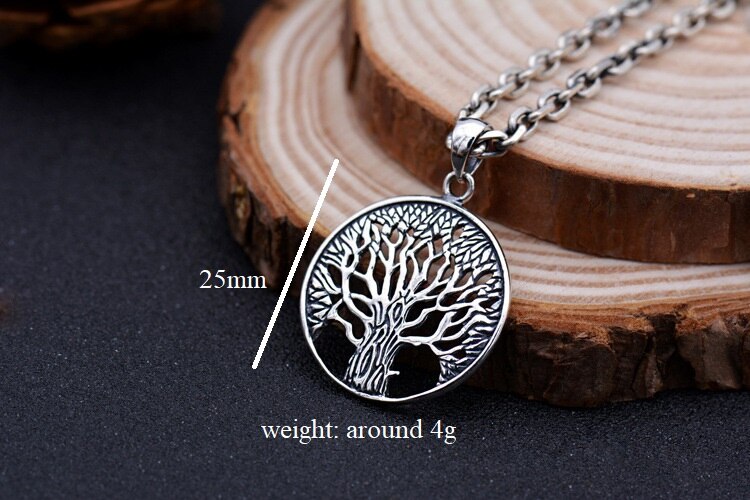Ketting met 100% 925 zilveren levensboomhangers, ketting met 925 sterling zilveren levensdriehangers en geluksamulet