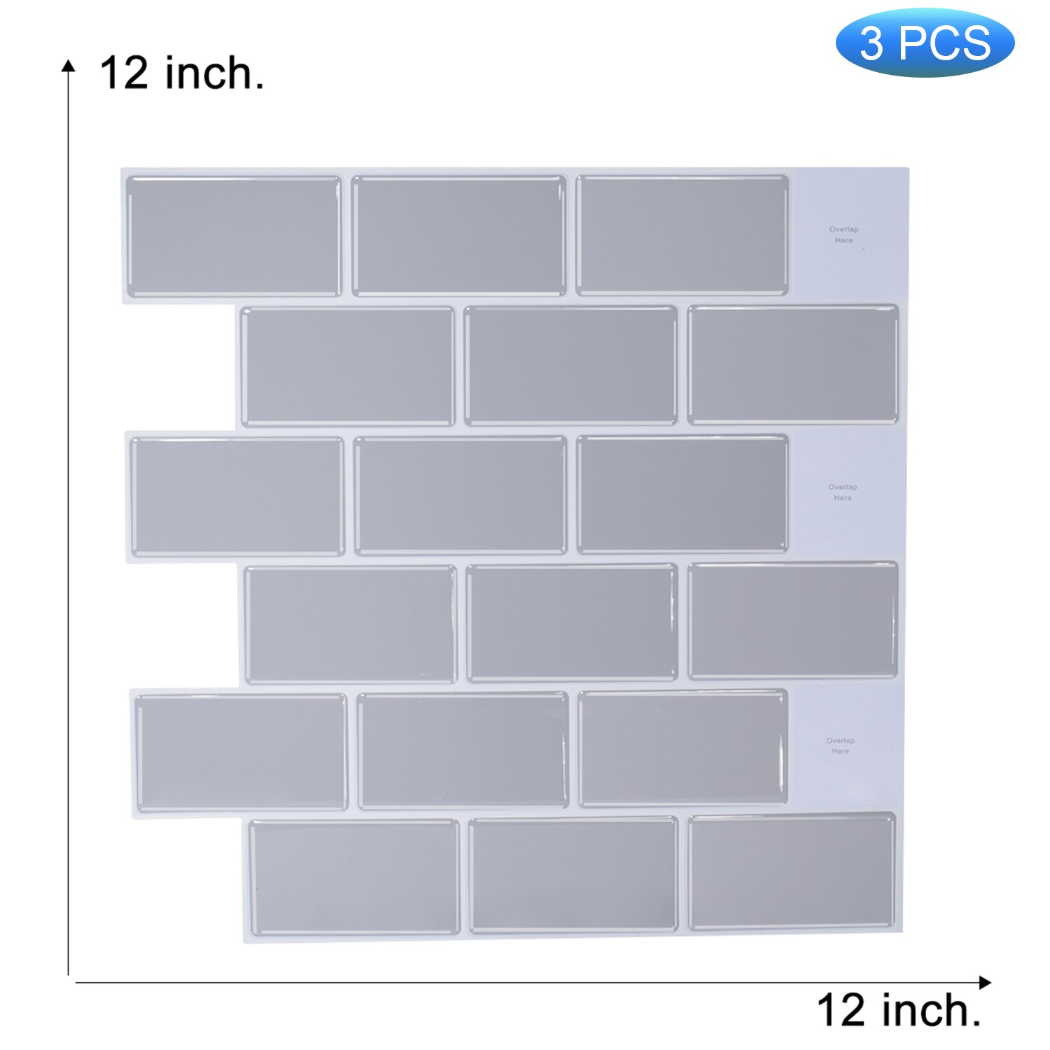 EasyTiles Kitchen Stickers Subway Oblong Vinyl 3D Wallpaper Waterproof Peel And Stick Wall Tiles - 3 Sheets: T80055