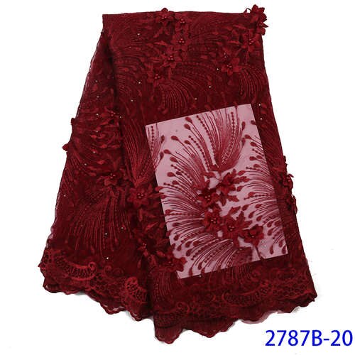 Tissu africain en dentelle, Tulle de , broderie française,