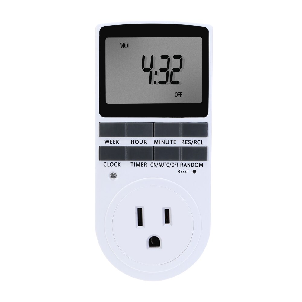 120V 15A Timer Switch Socket Electronic Digital US Plug-in Programmable 7 Day 12/24 Hour Timer Switch Socket