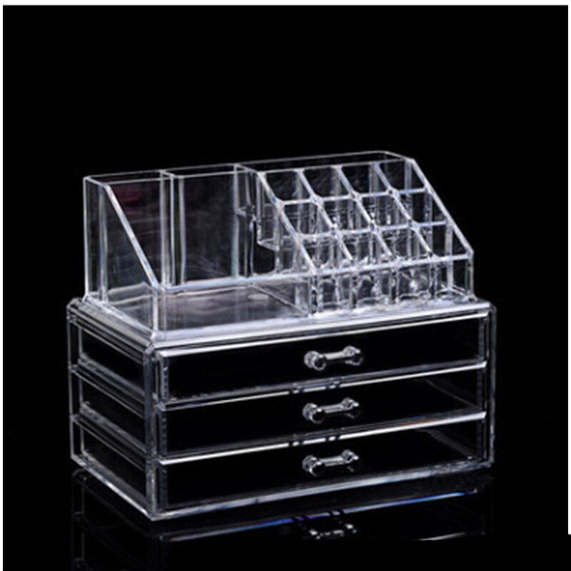 Acrylic transparent Makeup Organizer Storage Boxes Make Cosmetics Brush Organizer home Drawers Cotton Swabs Stick Storage case: 2