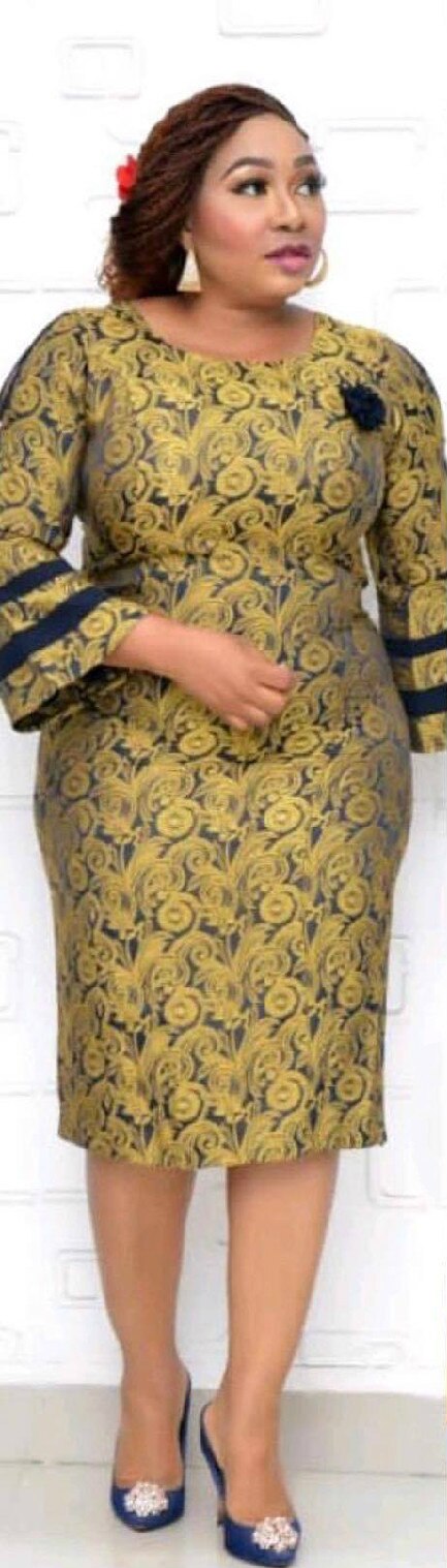 Syksy elegantti afrikkalaiset naiset o-neck printing plus koko mekko afrikkalaiset vaatteet afrikkalaiset mekot naisille afrikkalaiset vaatteet: Kulta- / 6xl