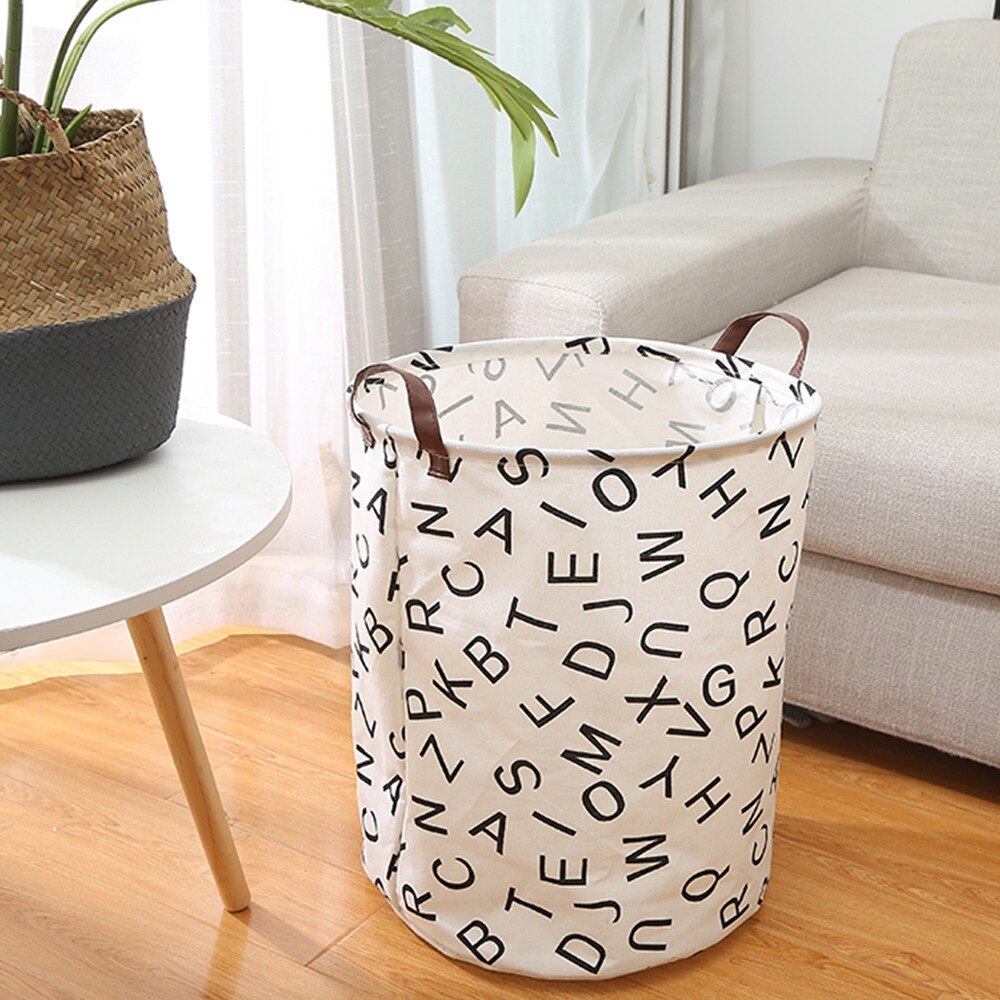 Panier de rangement rond large, sac à linge, bac d'organisation, pour vêtements, jouets, rabattable avec une grande capacité, 1 pièce: H