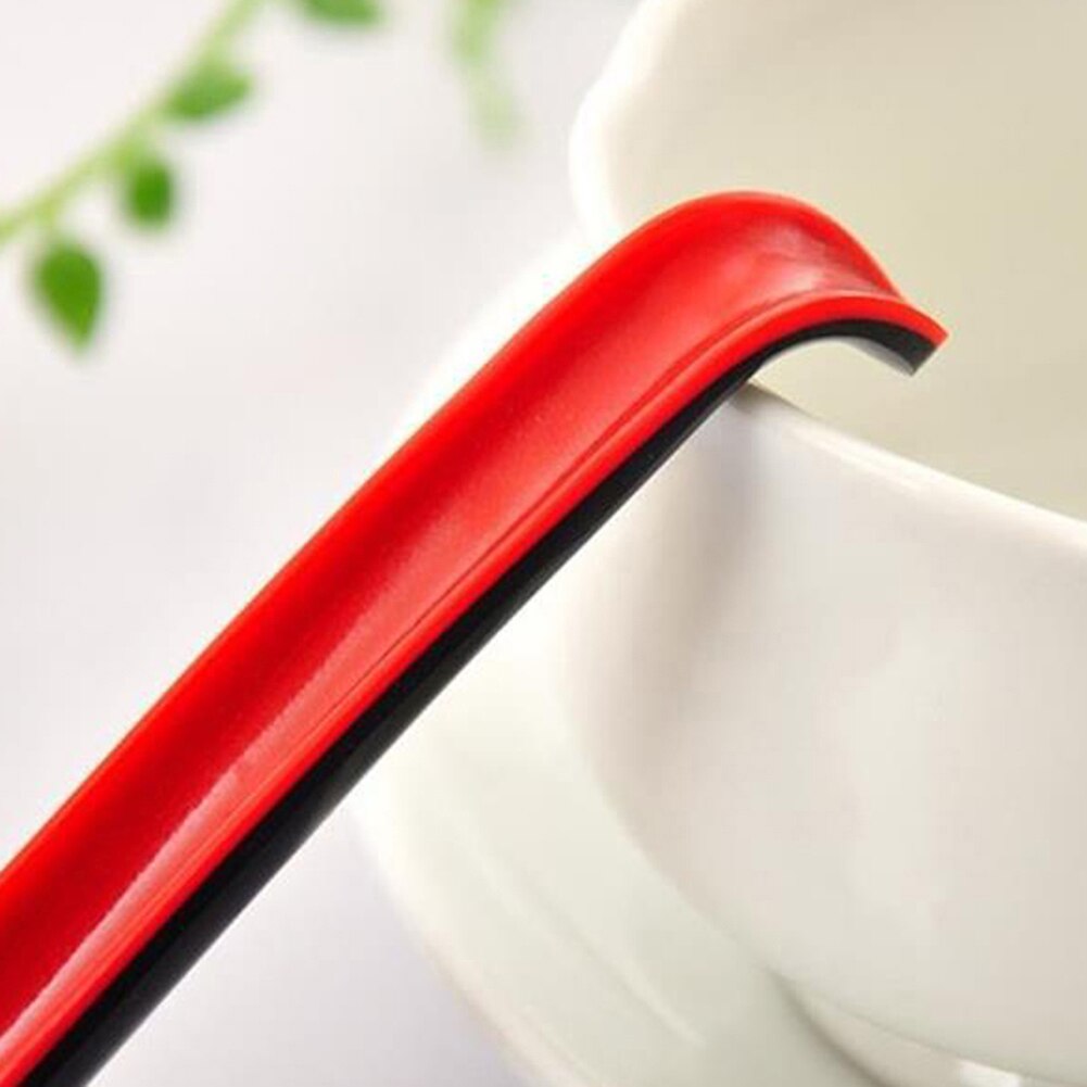 Vajilla de Color rojo y negro para el hogar recipiente de plástico japonés para sopa, cucharada de gachas, accesorios de cocina calientes, cuchara de sopa para el hogar y restaurante