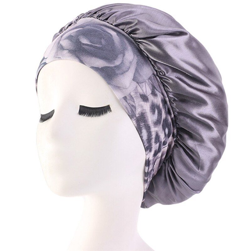 Pañuelo para la cabeza de satén para mujer, gorro para dormir, gorro envolvente para el pelo, diadema, banda ancha, gorros casuales elásticos, sombrero de Color sólido: Gray