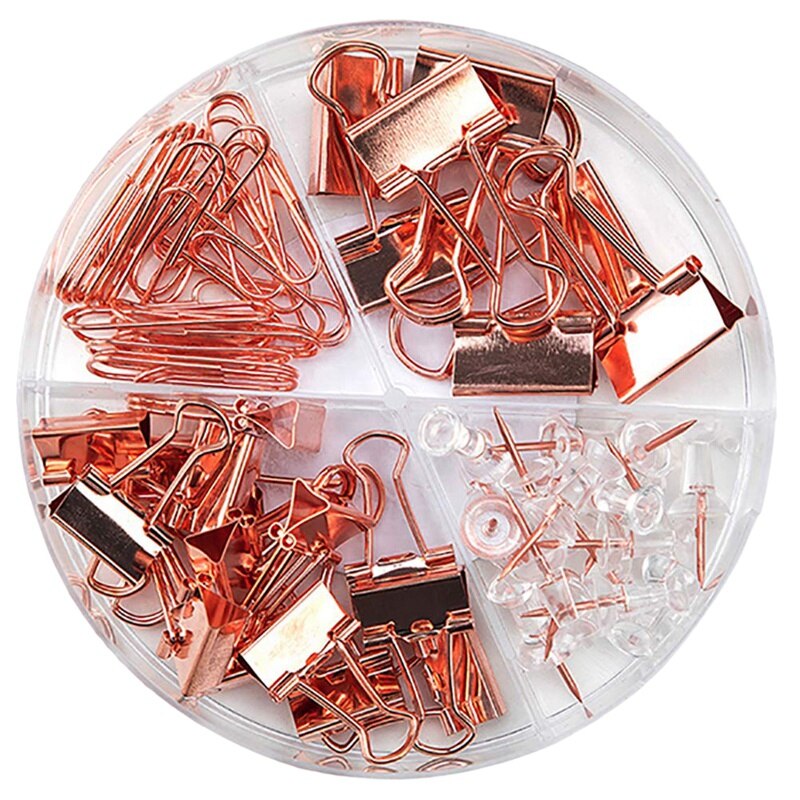 6 Stuks Ringclips In Roségoud - Diverse Groottes Papierklemmen Voor Kantoor En School 6 Stuks Ringclips In Roségoud - Diverse Groottes Papierklemmen Voor Kantoor En School