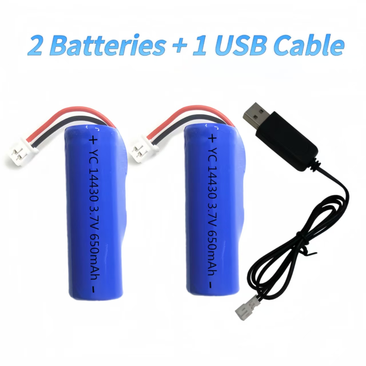 14430 Rechargeable lithium battery with connector 3.7V 650mAh USB Charging cable for Fan Flashlight Radio Headlamp Walkie-talkie: Pink