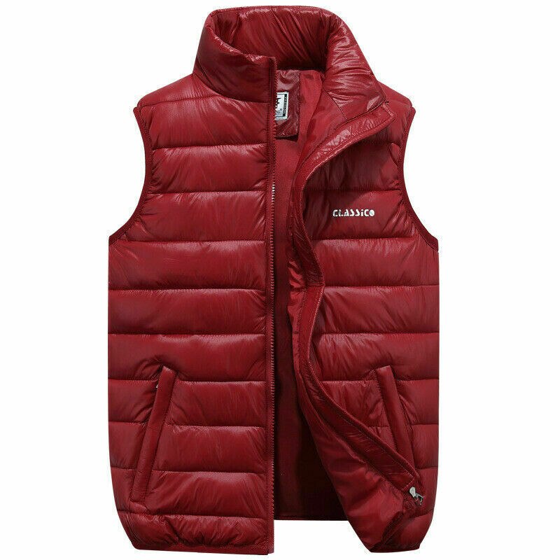 4 Colors Men Casual Sleeveless Vest Top Coat Male Padded Vest Jacket Quilted Outwear Tops Zip Up Waistcoat Outfits Plus Size