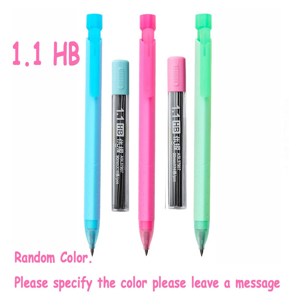 Lápiz mecánico de 0,9/1,1/2,0mm para niños, lápices de colores caramelo, automáticos, para dibujar, pintar, grafiti, papelería escolar: 1.1-3Pencil-2 Refill