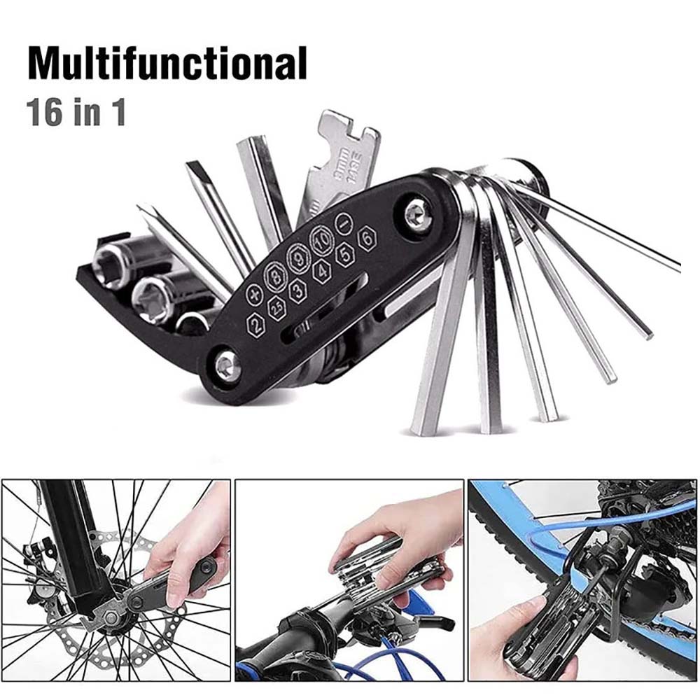 Llave multiusos 16 en 1 para bicicleta, destornillador portátil para bicicleta de montaña, motocicleta, herramientas de reparación