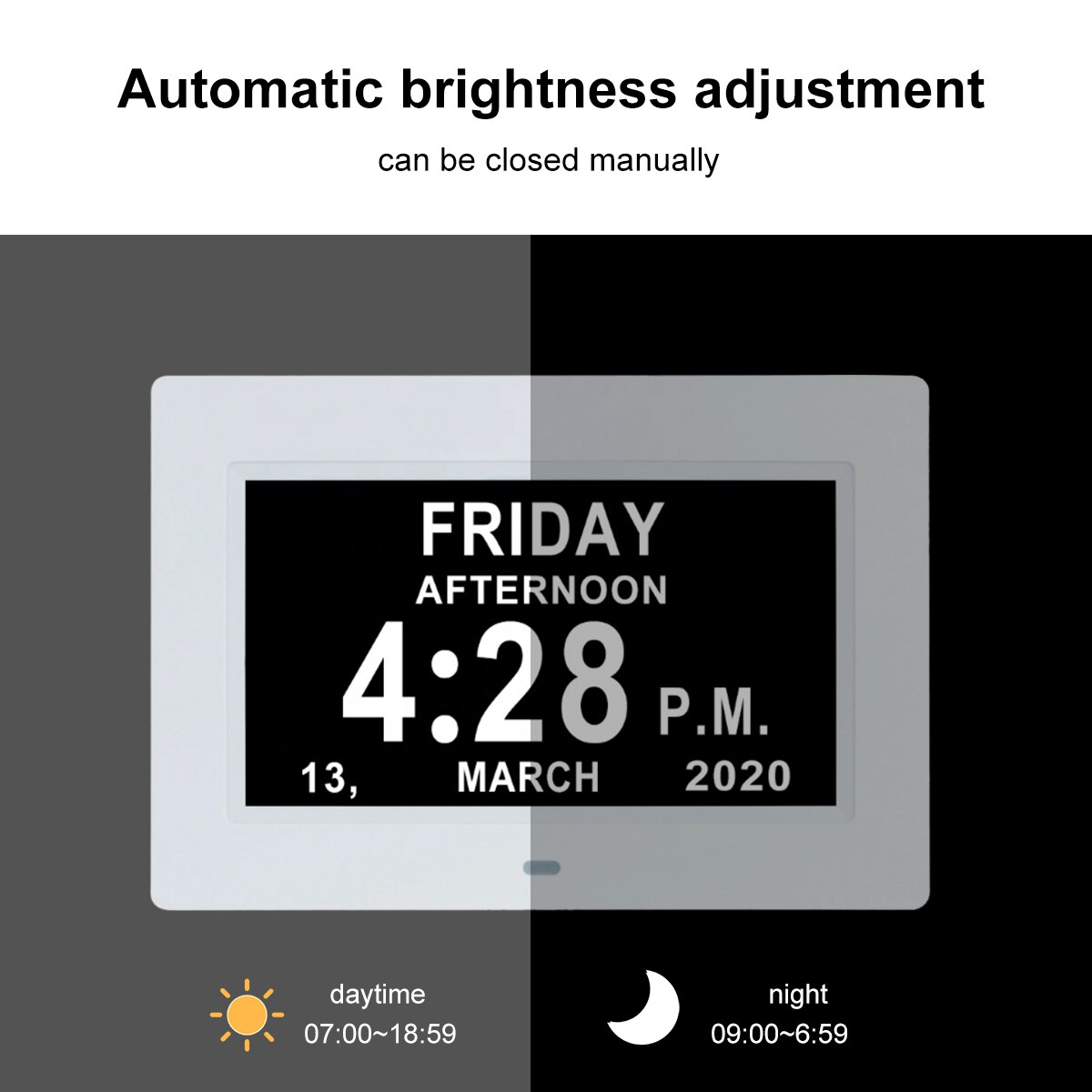 7 Inch Hd Led Display Wekker Digitale Fotolijst Klok Elektronische Desktop Display Home Decor Klok Automatische Helderheid