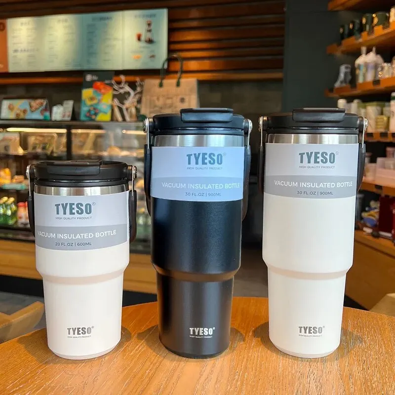 Tyeso kaffeebecher mit doppelwandiger isolierung und kälteisolierung, tragbarer eisbecher mit großem fassungsvermöGen, edelstahl