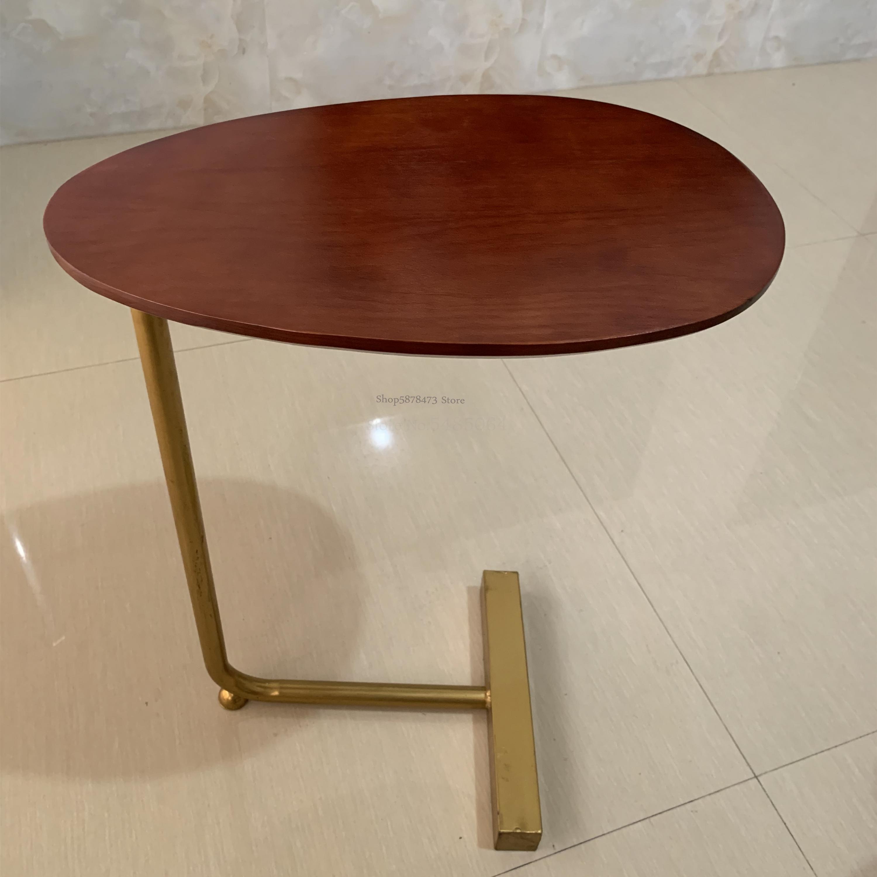 Nordisk minimalistisk soveværelse sengebord oval massivt træ læsebord balkon lille sofabord sofa mini hjørnebord: Gnister  fy 4