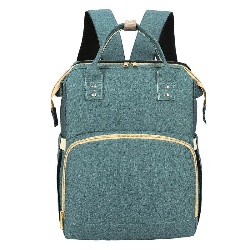 neue Stil Tragbare Falten Krippe Mummy Tasche Multi-Funktion heraus Leichte Große Kapazität Rucksack Von Mutter und Kind Tasche: Green