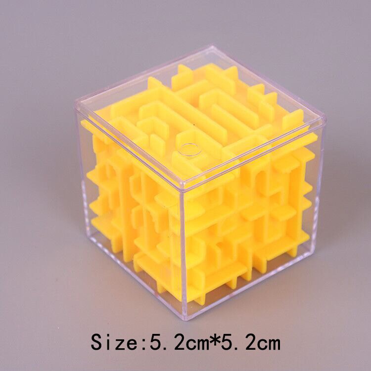 Speelgoed Voor Tieners 3D Doolhof Magische Kubus Puzzel Transparante Zeskantige Speed Cube Rollende Bal Game Cubos Doolhof Kinderen educatief: Yellow 5.2CM