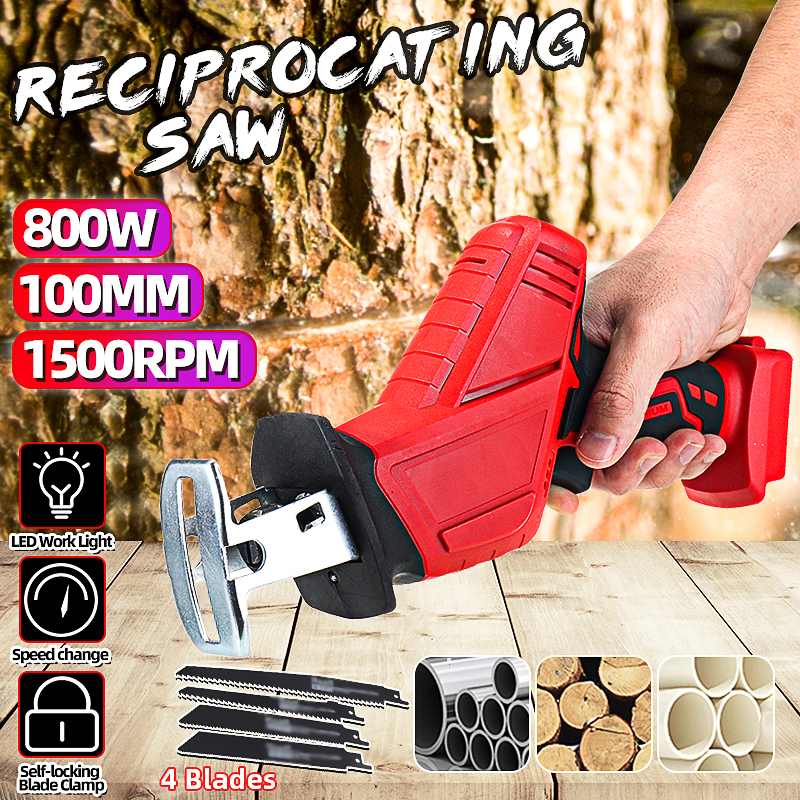 Portable Cordless Reciprocating Saw Electric Saber Saw Cutting Woodworking Power Tool Rechargable For Makita 21V 18V Battery