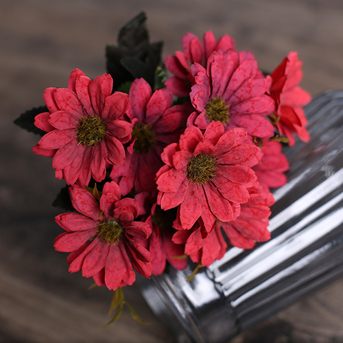 10 Hoofd Kunstbloemen Gerbera Tak Handgemaakte Diy Bloem Muur Boeket Nep Bloem Home Banket Bruiloft Kerst Decoratie: red