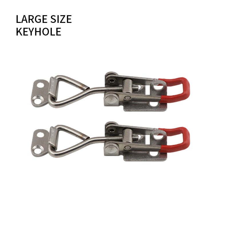 2pcs Toggle Toggle Clamp Adjustable Cabinet Boxes Lever Handle Lock Hasp For Sliding Door Furniture Hardware: L With  Keyhole