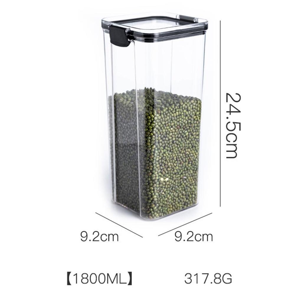 Hem matlagringsbehållare slitstark plast 460ml, 700ml, 1300ml, 1800ml flerkornstankar genomskinliga burkar: 1800ml