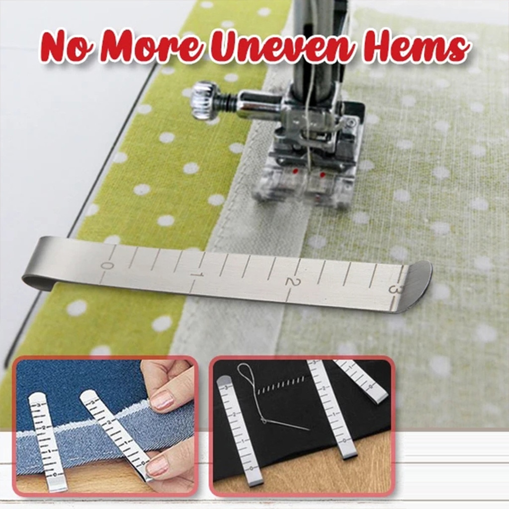 20pcs Metal Sewing Crimping Clips Hemming Clamps Measurement Ruler Machine Work Hand Sewing Ruler Measurement DIY Tools#s