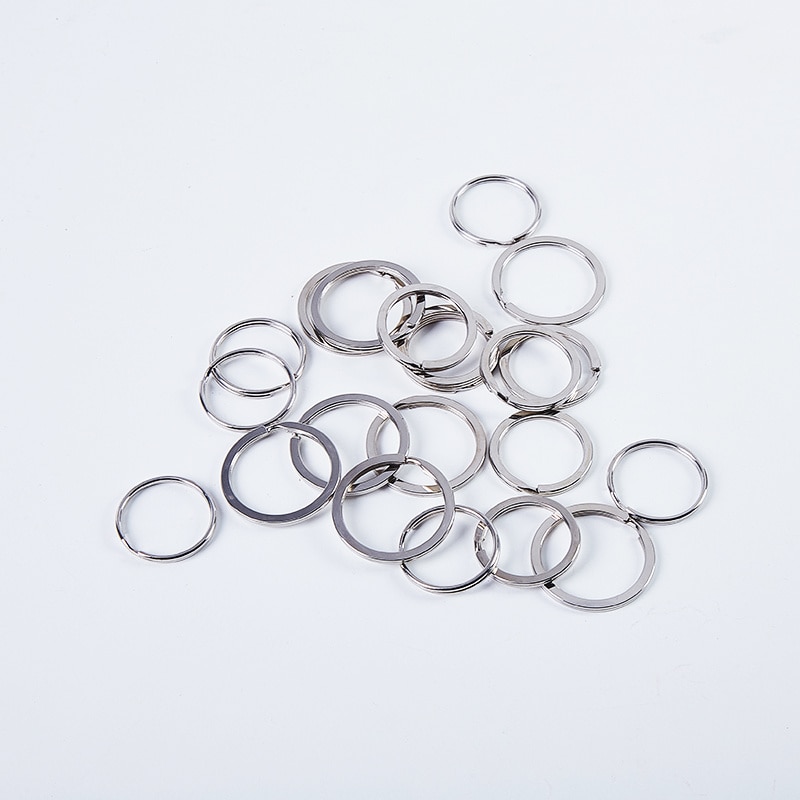 50pcs! Round Metal key ring sturdy and durable 28mm 35mm Keychain holders decoration Women Men Anti-lost Keyring organizador