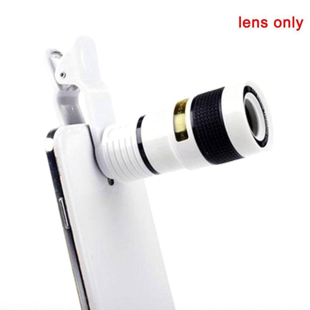 HD 8X Clip on Optical Zoom Telescope Camera Lens for Universal Mobile Cell Phone: WHITE