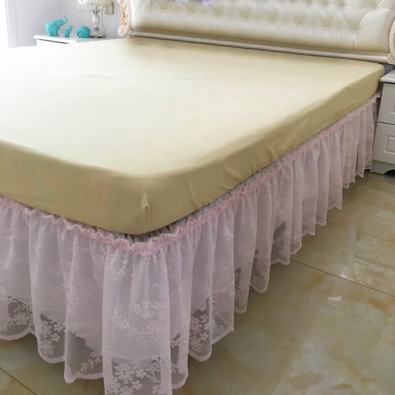1pc dentelle lit jupe romantique couleur unie ébouriffé couvre-lit fleurs décor lit jupe couvre-lit maison lit jupe maison Textile