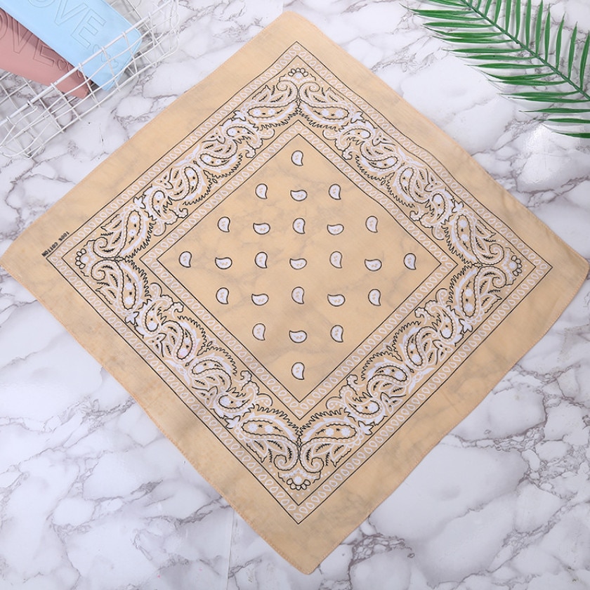 Hoofdband Unisex Mode Katoenen Bandana Vierkante Sjaal Voor Vrouwen Mannen Hoofdband Hoofddeksels Dubbelzijdig Hoofd Wrap Haaraccessoires: Champagne