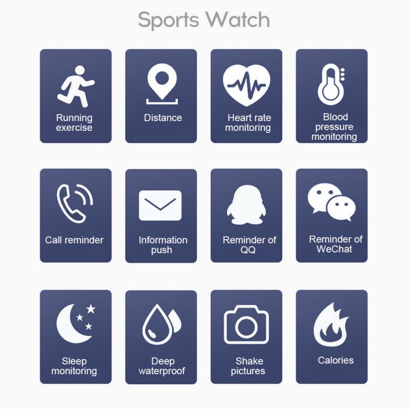 Heart Rate Blood Pressure Monitor Fitness Tracker Waterproof Bluetooth Smart Watch Call Message Information Reminder 116Plus