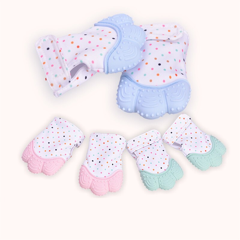 Baby Silicone Teether Gloves Animal Palm Bite Chew Training Toys Squeaky Grind Baby Teething Protect Anti-bite Gloves BPA Free