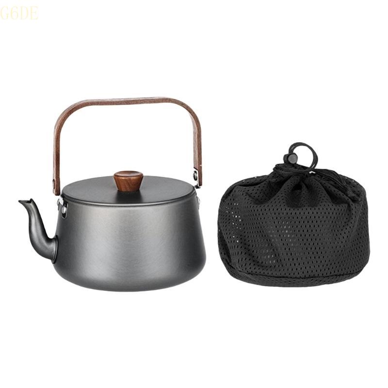 G6DE Camping Pots Water Boilers Outdoor Aluminum Alloys Teas Kettle Portable Teapot: BROWN