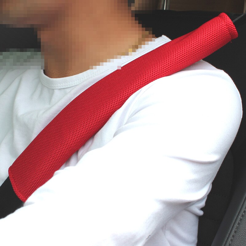 2 Stuks Ademende Auto Veiligheidsgordel Voor Auto Cover Seat Belt Schouderstuk Auto Gordel Beschermende Riem Pad Accessoires interieur: red