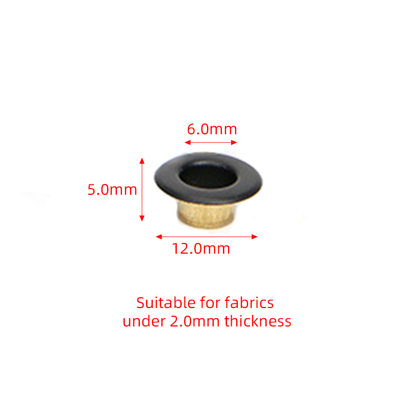 100 ensembles laque mat noir oeillets plat Type laiton oeillet pour maroquinerie chaussures sac toile robe vêtements accessoires oeillet: Inner Diameter 6.0mm