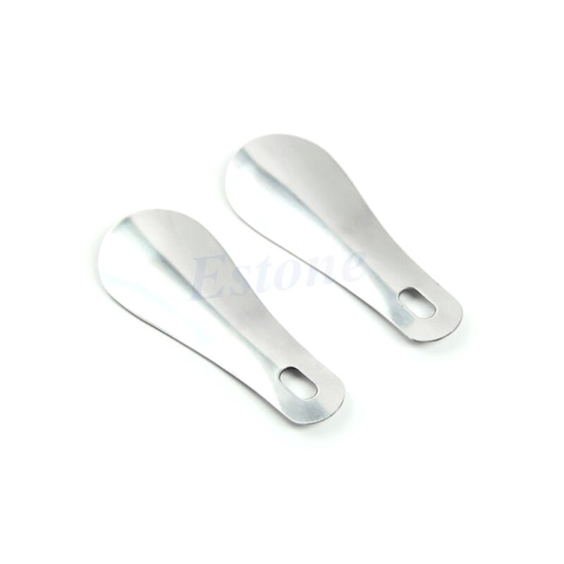 2Pcs 10cm Stainless Steel Shoe Horn Lifter Shoehorn Shoespooner Spoon 23GE