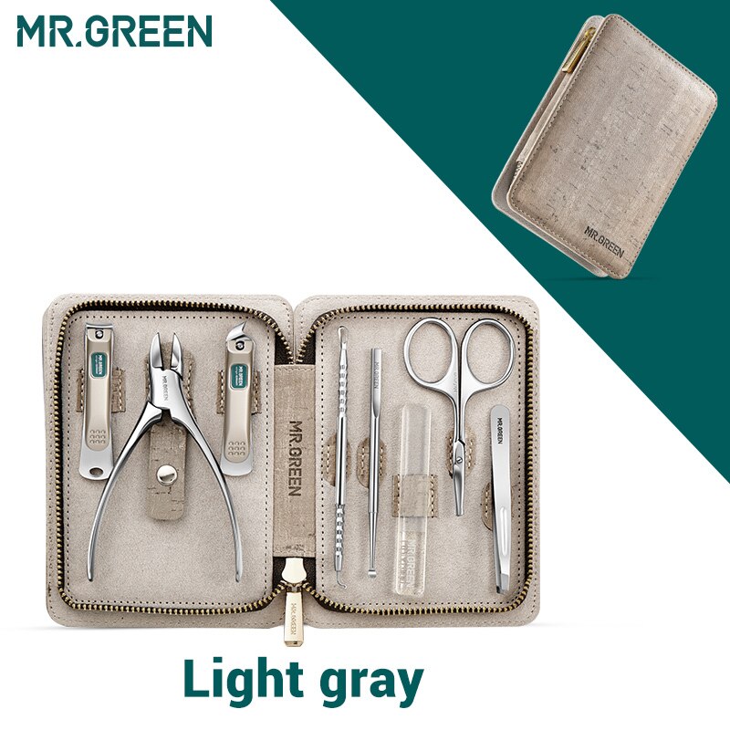 Mr.green manicure sæt pedicure sæt negleklipper i rustfrit stål negleskærerværktøj med rejseetui: Hr. -8888