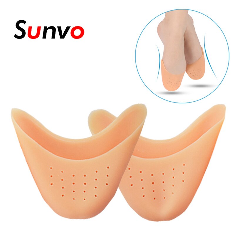 Sunvo-almohadillas de Gel de silicona para puntos de baile, Protector de punta de pie para Ballet, suela con agujero transpirable, insertos absorbentes de golpes