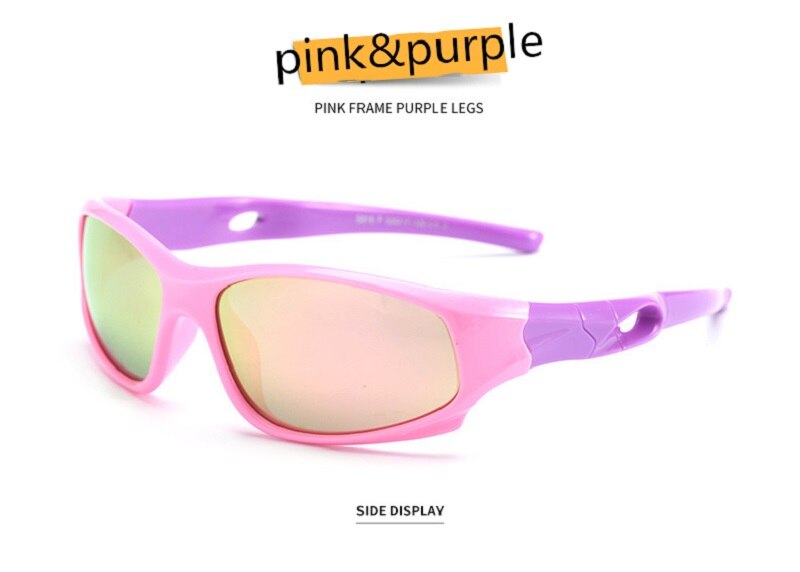 Kids Sport Cycling Fish Sunglasses Uv400 Protection Eyewear Boys Girls Outdoor Sun Glasses Coating Film Children Glasses: pinkpurple