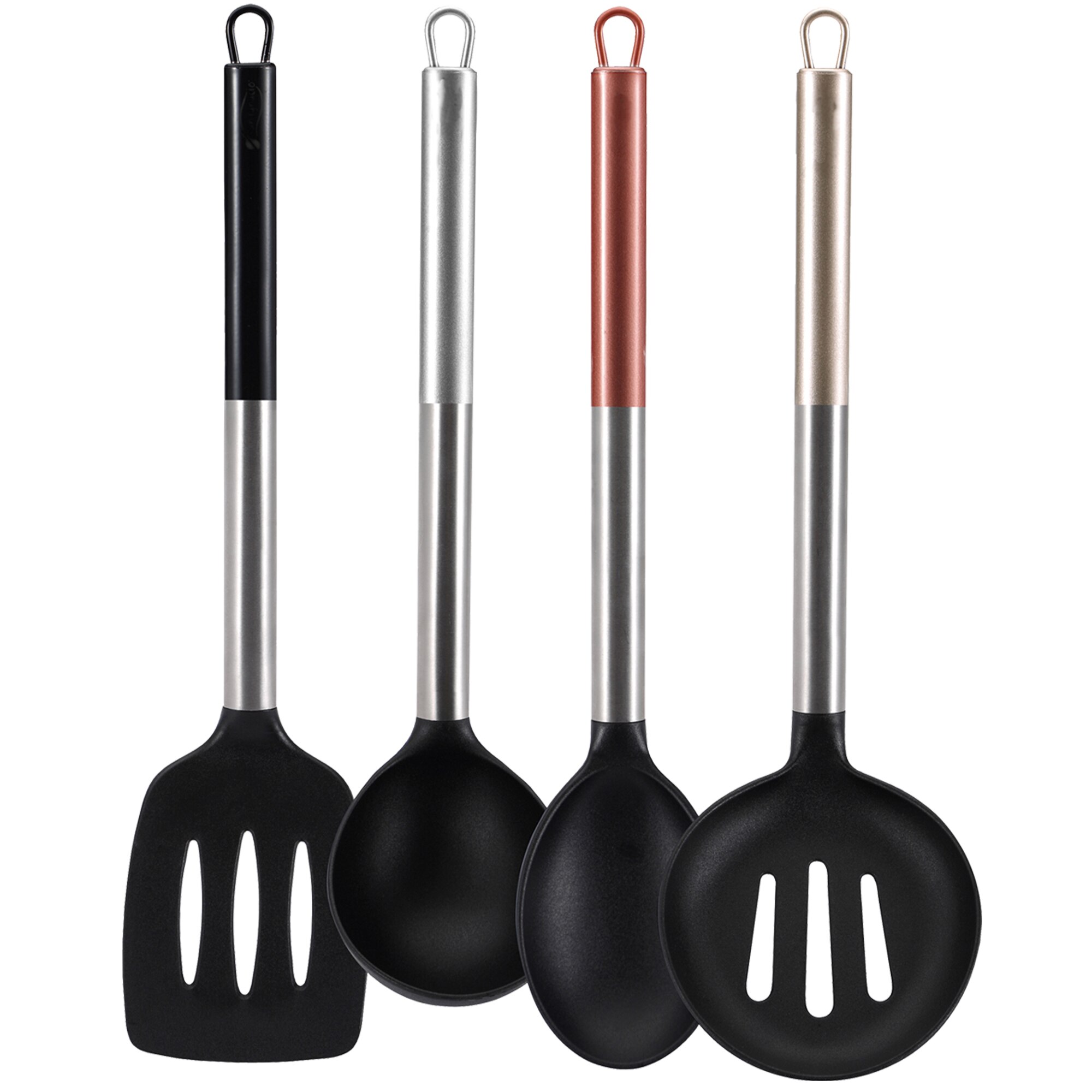 Bergner Diverse Pannen Set (20,24,30 Cm) neon Collection In Gesmeed Aluminium En Set Van 4 Keukengerei In Nylon: Set 4 kitchen utensils