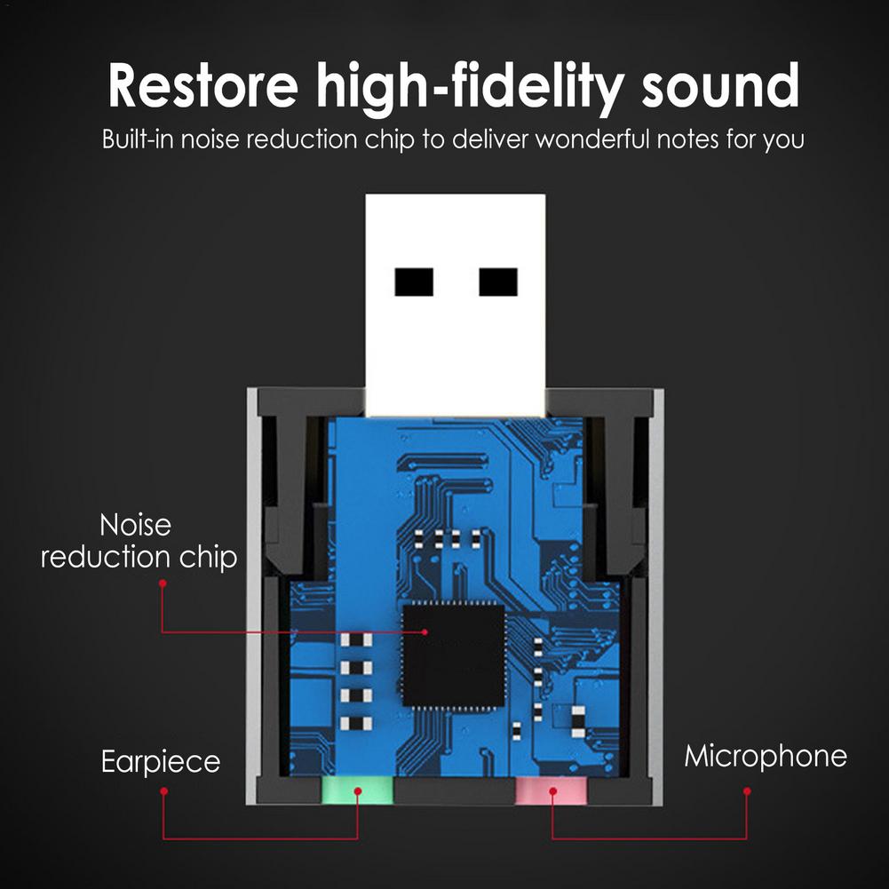 HS-100B Sound Card Chip USB7.1 Channel Analog Sound Card Aluminum Alloy Computer Hardware Various Connectors Channel Sound Card
