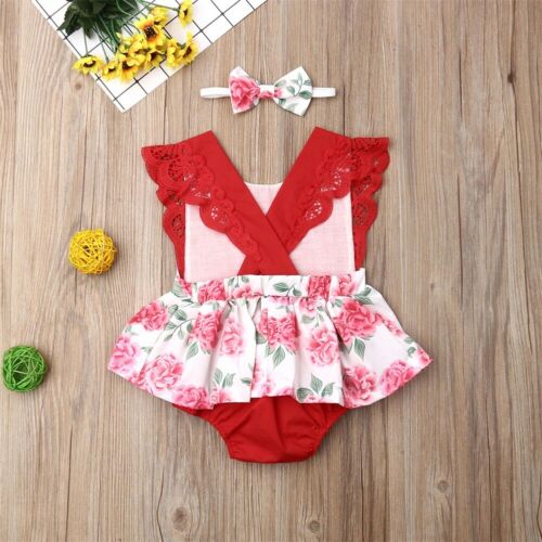 2 stuks babymeisjes bodysuit casual bloemenprint jumpsuit overall kinderkleding zomer bodysuit + hoofdband katoenen meisjes playsuit zonnepak