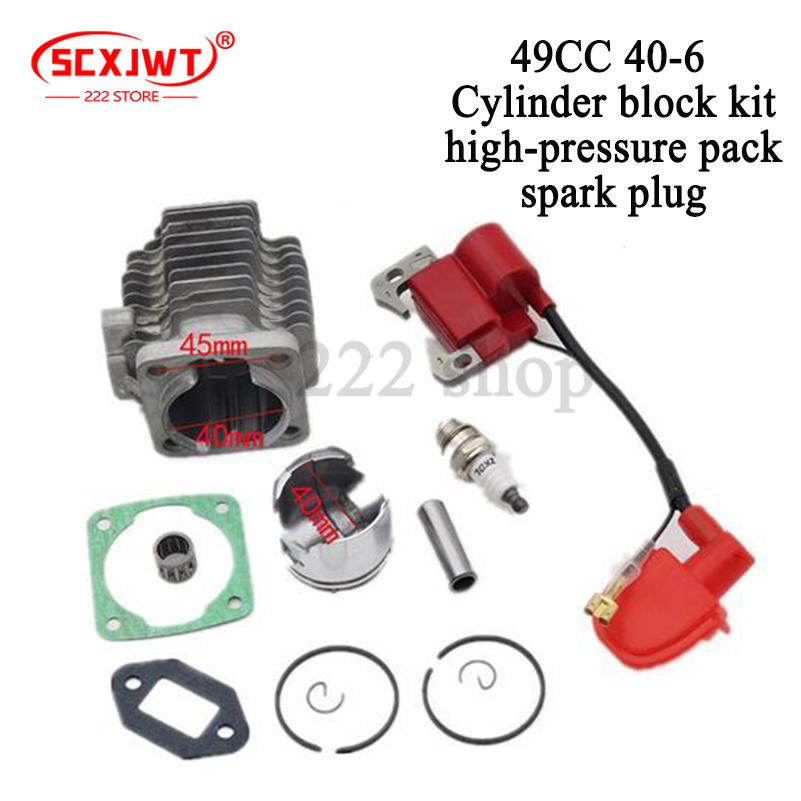 Kit de pistón de cilindro de 40-6 bloques, pasador de 12mm para motocicleta, motor de 2 tiempos de 49cc, Mini Moto Dirt Pocket Bike ATV