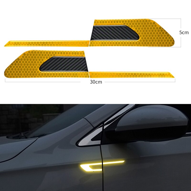 2Pcs/Set Car Reflective Safety Warning Strip Tape Car Bumper Reflective Strips Secure Reflector Stickers Decals