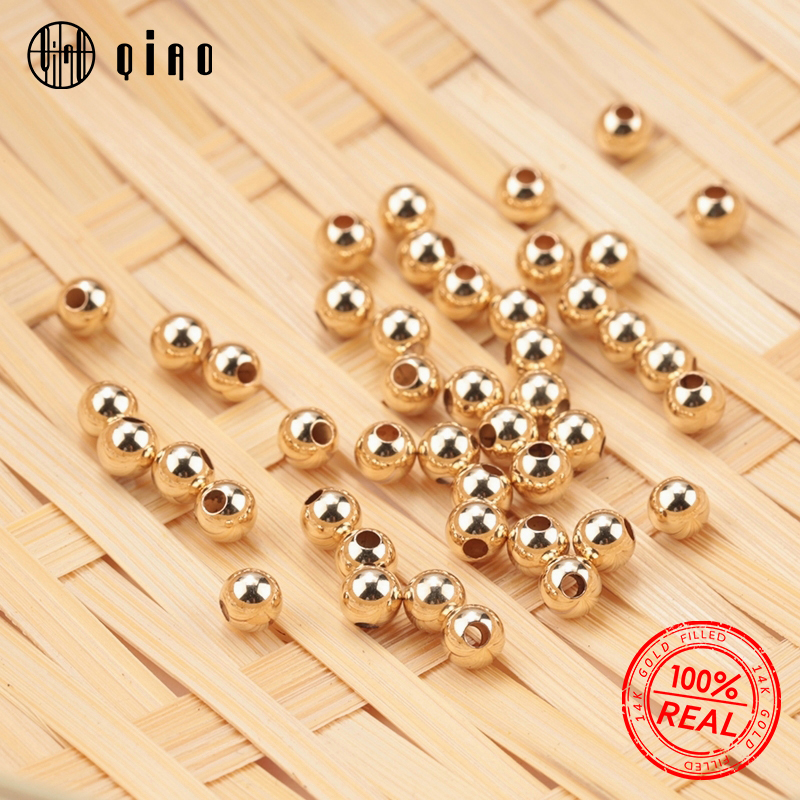 100 Stuks 2-4Mm 14K Gouden Kralen Ronde Glad Sieraden Kralen Voor Armband Maken 14K Gouden Sieraden Bevindingen