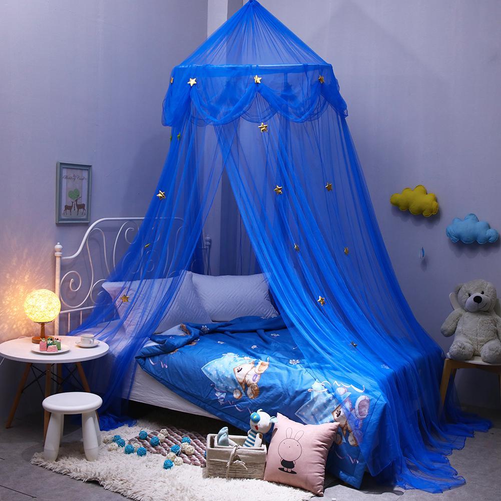 Mosquitera colgante con forma de estrella azul para niños, mosquitera redonda coreana europea, para dormir
