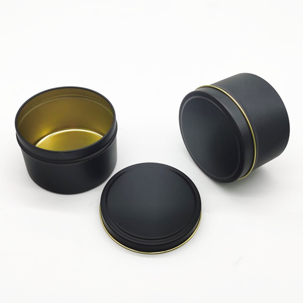 Latas redondas de Metal para velas, envases vacíos de lata de aluminio, 8oz, color negro y dorado, al por mayor, 12 Uds.