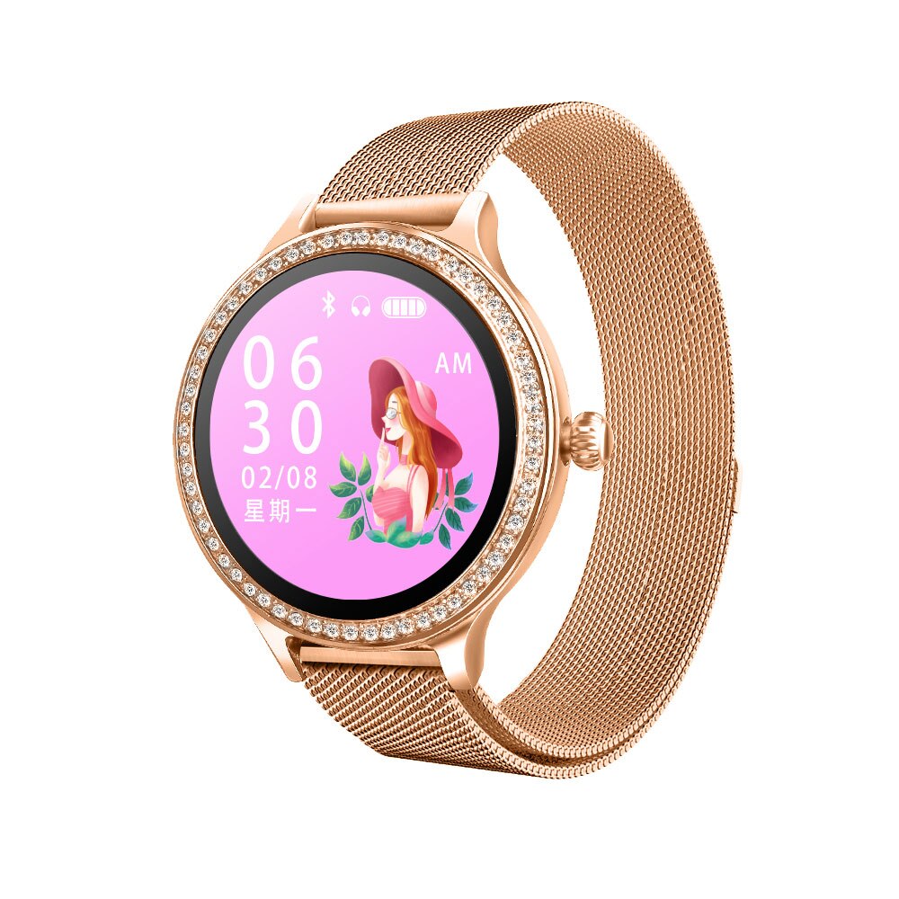 M8 Smart Watch Women Wristband IP68 Waterproof Lady Smart Band Heart Rate Monitor Fitness Tracker Health Bracelet Wristwatch: Mesh gold