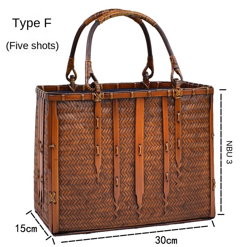 Diysomes bamboe tas handgeweven tas japanse stijl bamboe geweven tas dames bamboe handtas bamboe geweven mand theeservies opbergtas