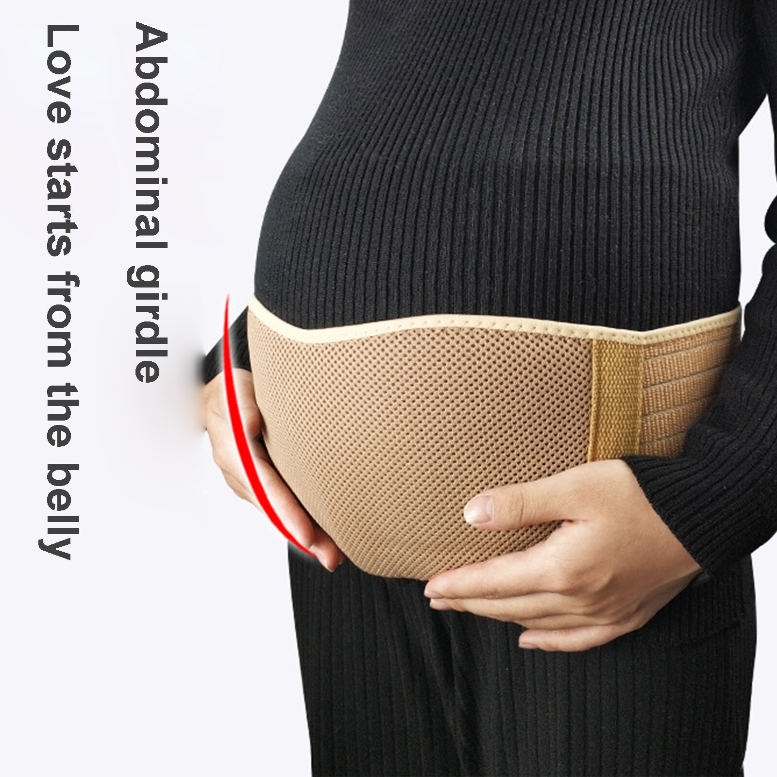 Belly Band for Pregnant Women Khaki Solid Color Breathable Mesh Cloth Abdominal Belt for Support